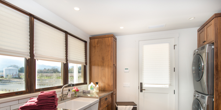 White Window Shades Laundry Room Door Window