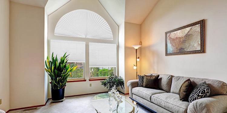 Arch Window Shades White Living Room