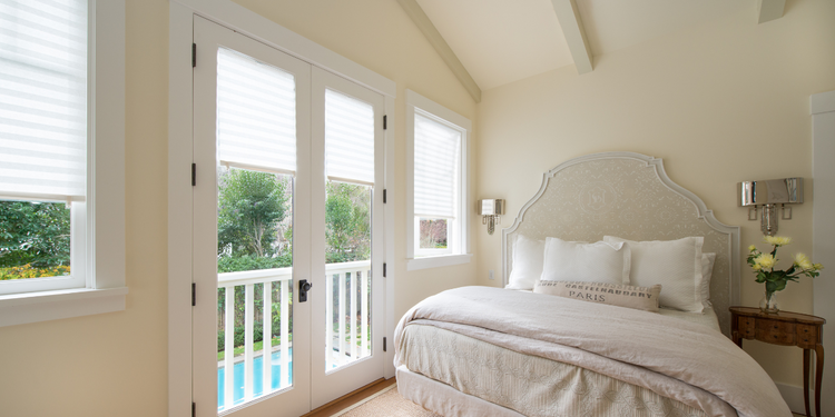 Privacy Shades French Doors Bedroom