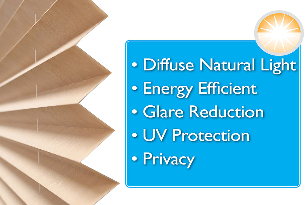 Redi Shade Light Filtering Benefits: Diffuse Natural Light, Energy Efficient, Glare Reduction, UV protection, & Privacy