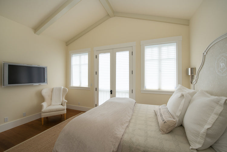 Original White Pleated Extra Shades in Bedroom