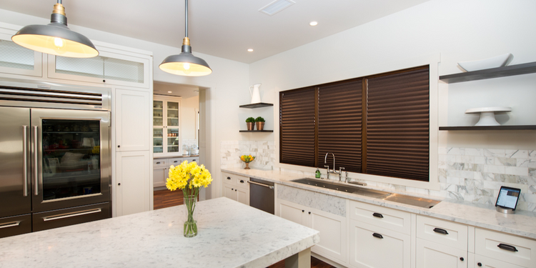 Chocolate Brown Window Shade Kitchen