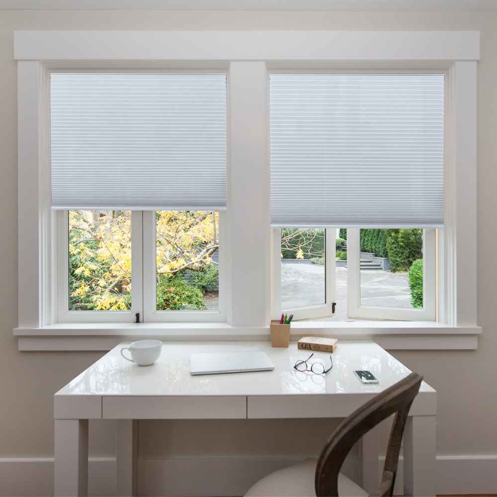 White Easy Lift Window Shade Home Office 